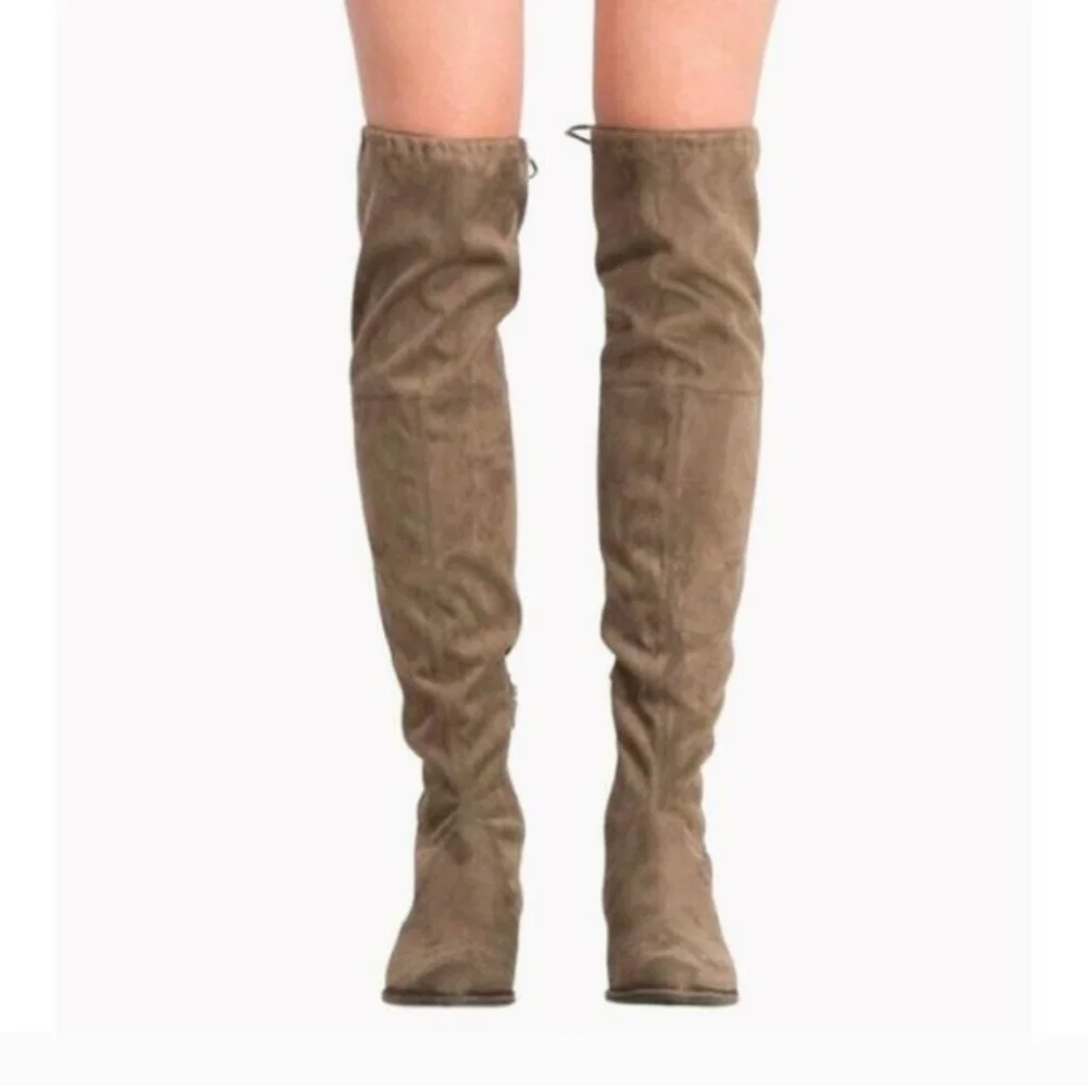 GUC Mark Fisher Taupe Suede Size 9.5 Over The Knee Tie Back Boots!!